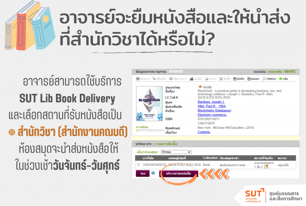 อาจารย์จะยืมหนังสือและให้นำส่งที่สำนักวิชาได้หรือไม่?