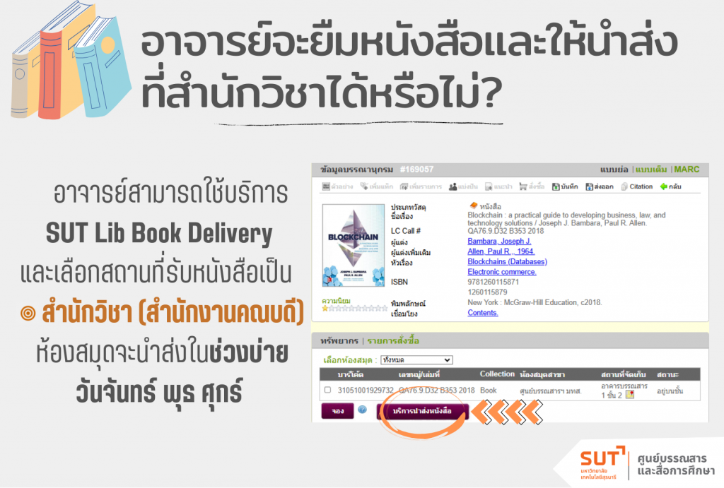 อาจารย์จะยืมหนังสือและให้นำส่งที่สำนักวิชาได้หรือไม่?